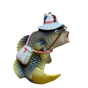 Fish w/ Hat Christmas Ornament Fishing Fisherman Fun Holiday Decor Decorative